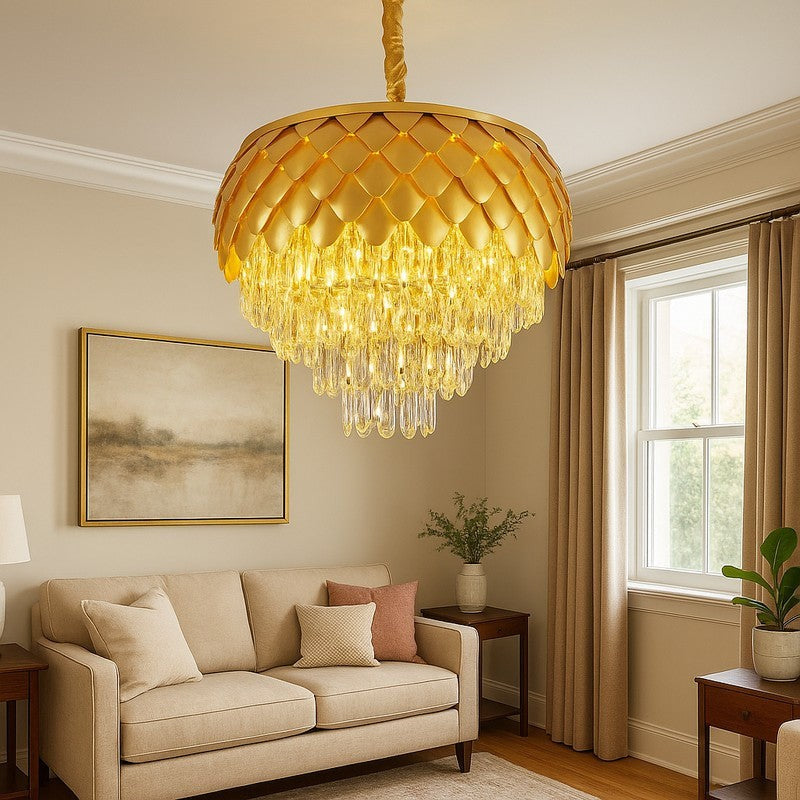 Crownara Metal Chandelier - Gold media 2