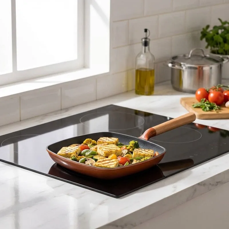 Cumin Co Enamel Cast Iron Grill Pan - Rust media 1