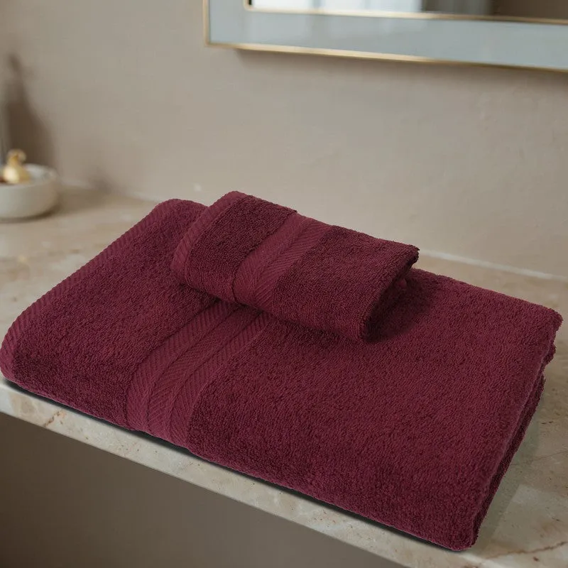 PlushAura Cotton Bath Towel (Maroon) media 6
