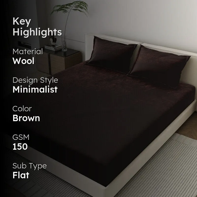 VelvetDream Woolen Bedsheet (Dark Brown) - 150 GSM media 2