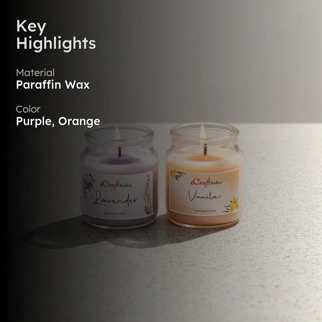 Lavender & Vanilla Scented Jar Candle - Set Of Two media 2