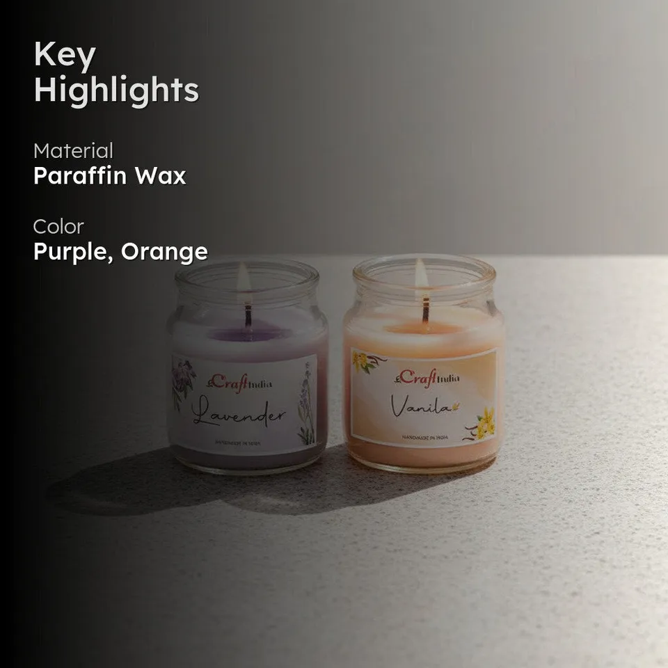 Lavender & Vanilla Scented Jar Candle - Set Of Two media 2
