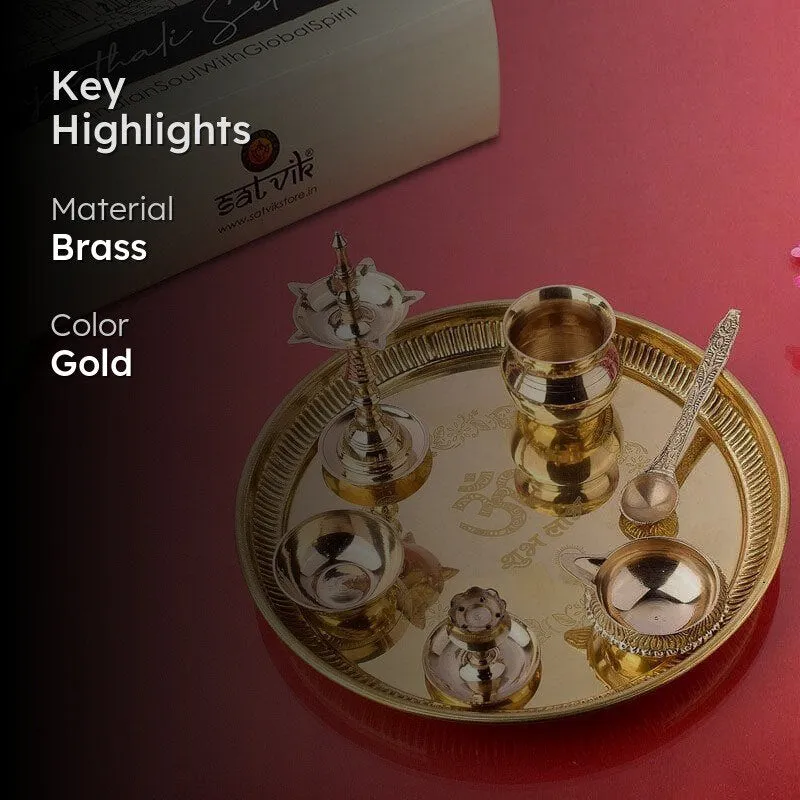 Om Subh Labh Brass Pooja Thali media 2