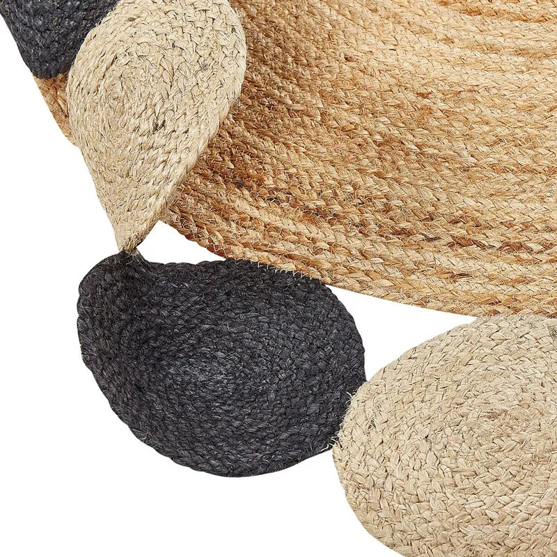 Plait Flora Braided Jute Area Rug - Black, Beige media 5