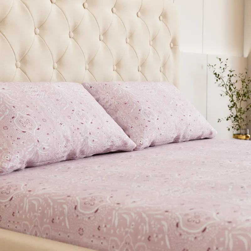 Meadow Ethnic Cotton Bedsheet (Pink) - 180 TC media 3