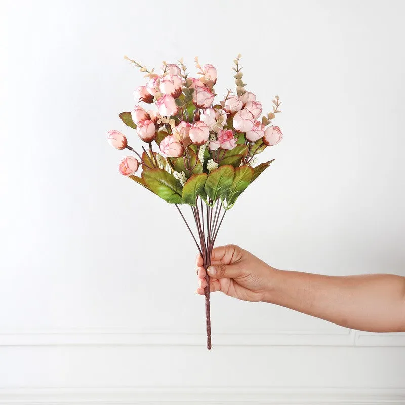 Cross Mini Rose Artificial Flower Bunch - Light Pink media 3