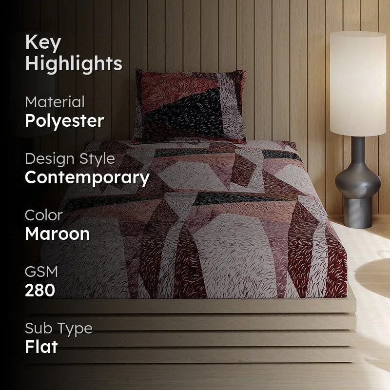 Monte Carlo UrbanCanvas Bedsheet (Maroon) - 280 GSM media 2