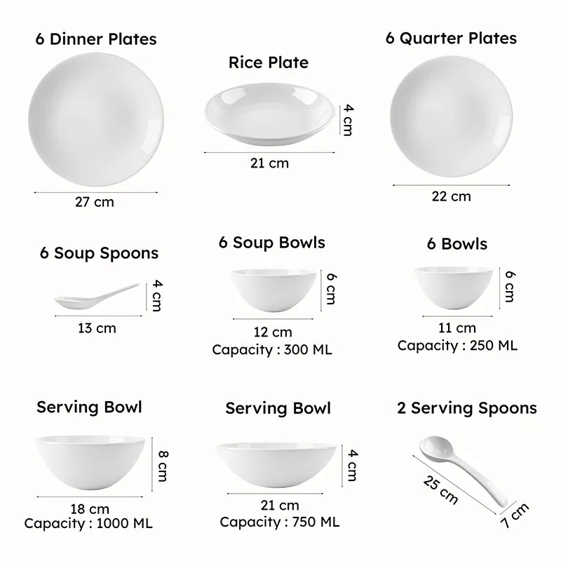 MealBlend Porcelain Dinner Set - 35 Piece Set - 9