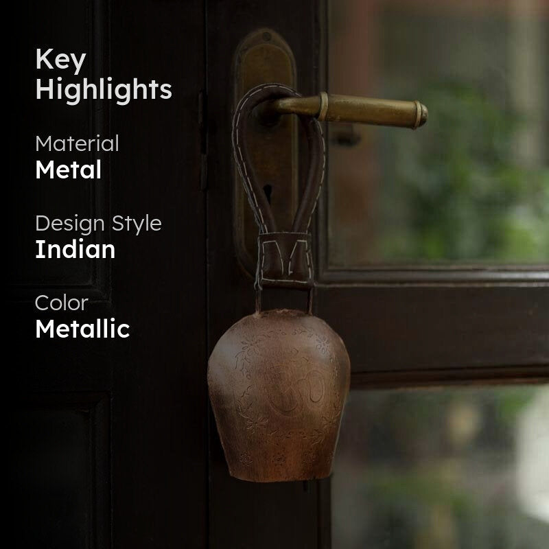 Ganesha Antique Metal Hanging Bell - Metallic media 2