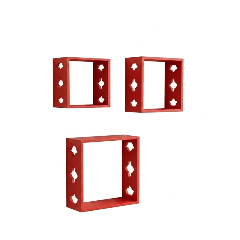 Cubix Floating Wall Shelf (Red) - Set Of Three media 5