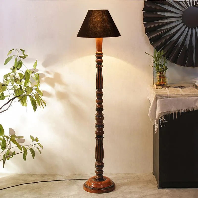 Tira Vintage Wooden Floor Lamp - Black media 1
