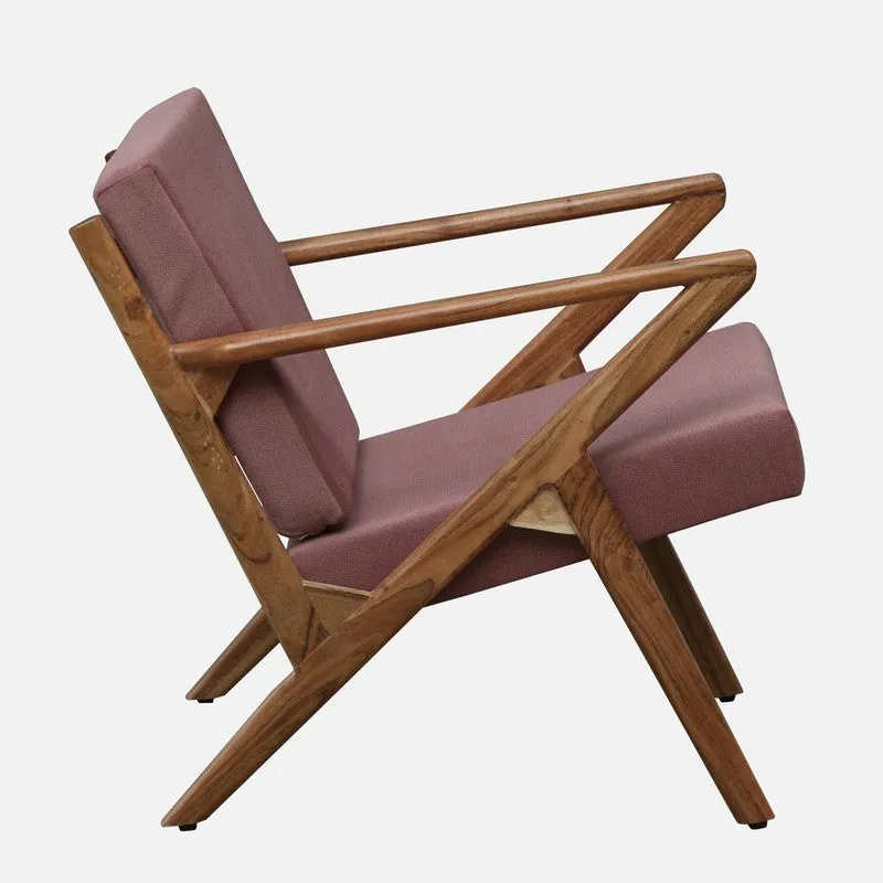 Metrona Acacia Wood Accent Chair - Pink media 7