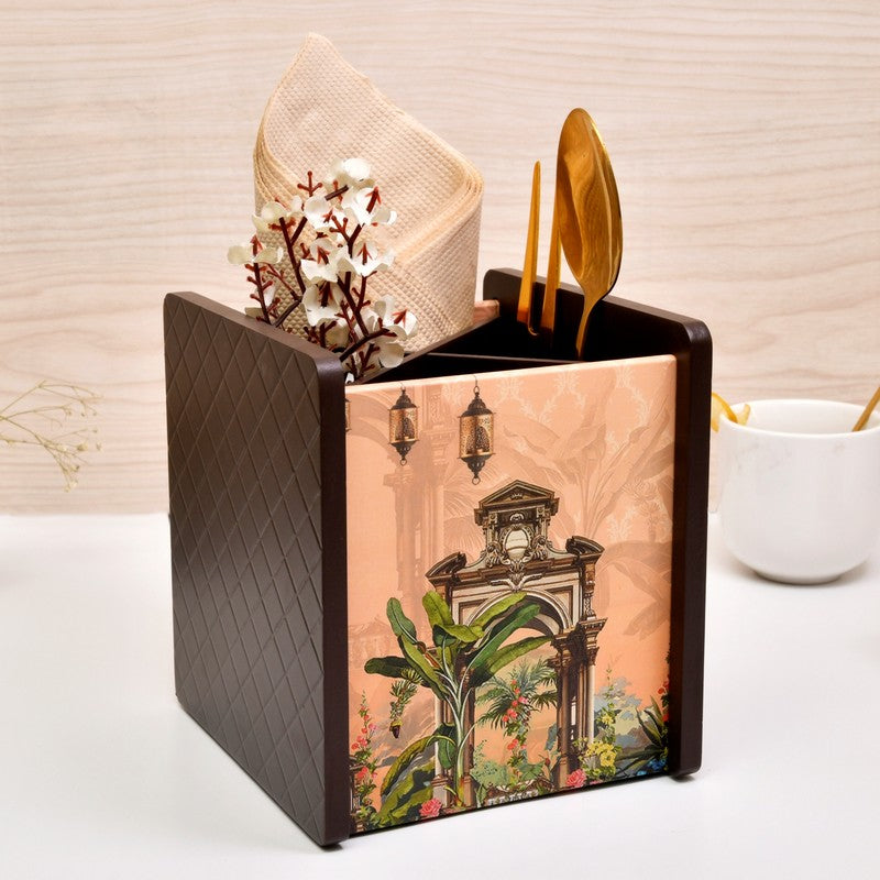 Elegant Black Wooden Cutlery Stand