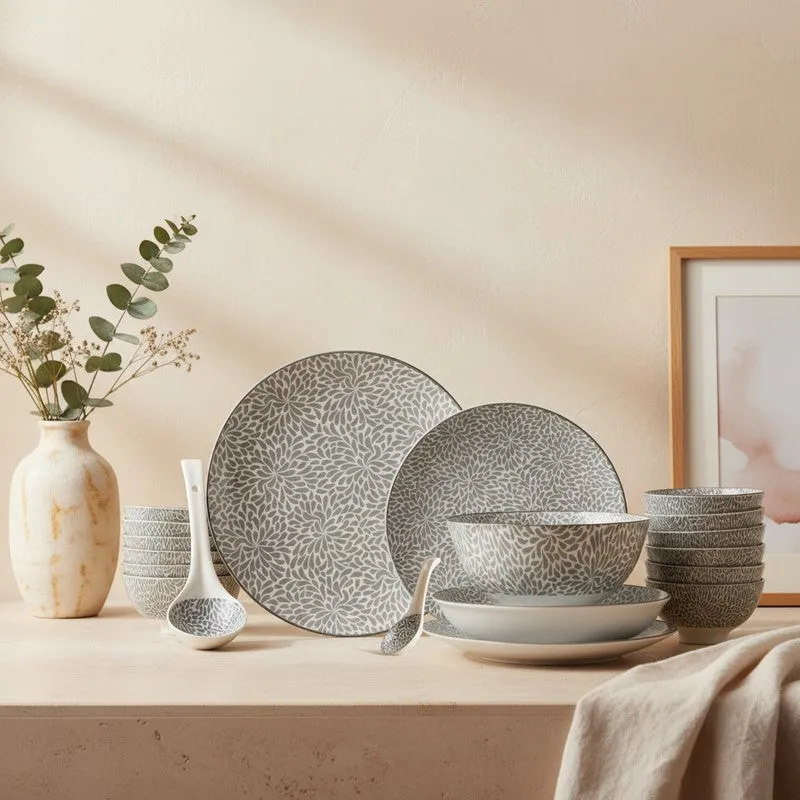 ServeHarbor Porcelain Dinner Set (Grey) - 35 Piece Set media 1