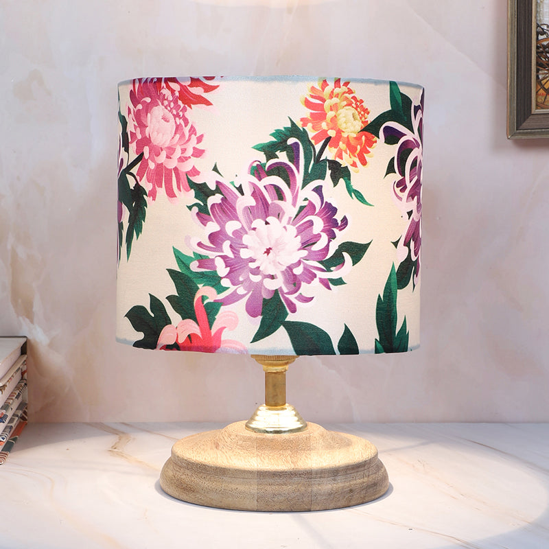 Miyabi Pebble Printed Mango Wood Table Lamp - Multicolor
