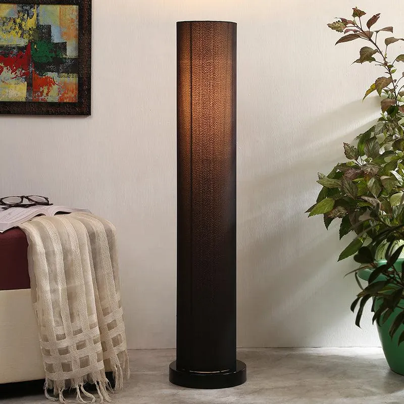 Eshe Wooden Tower Floor Lamp - Black - Black media 1
