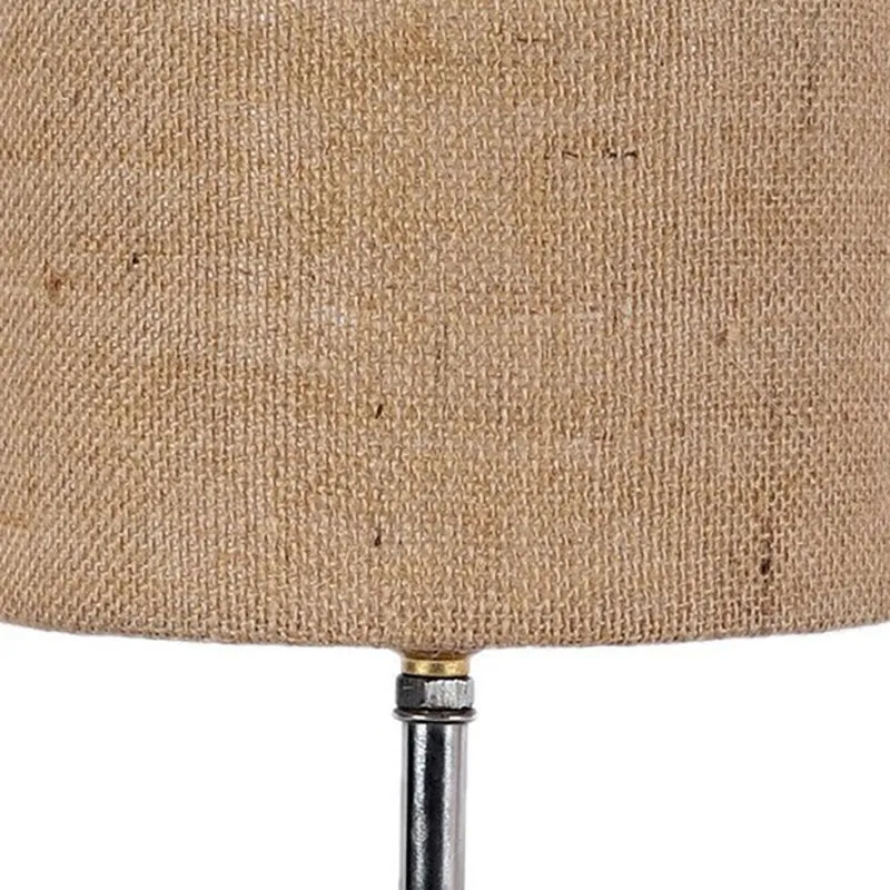 Wood Pebble Fabric Table Lamp - Beige,Brown media 6