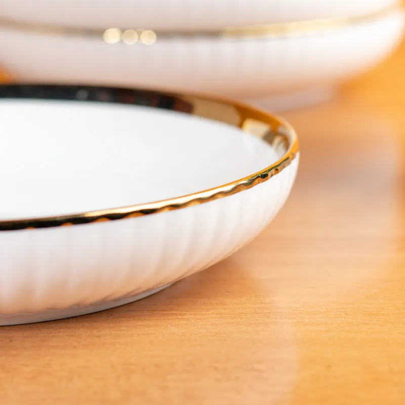 Elegant White Porcelain Quarter Plates with Gold Rim - Set Of Two media 6