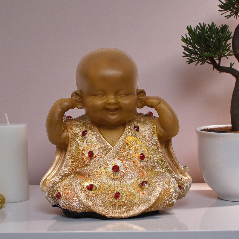 Awakening Laughing Buddha Showpiece - Brown
