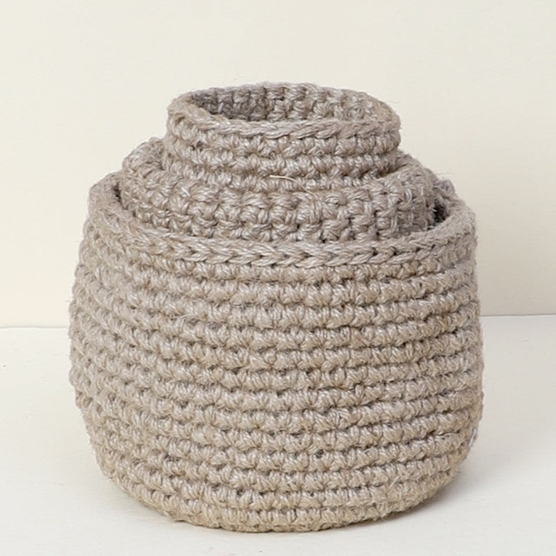 Drue Handcrafted Natural Jute Storage Basket - Set Of Three media 3