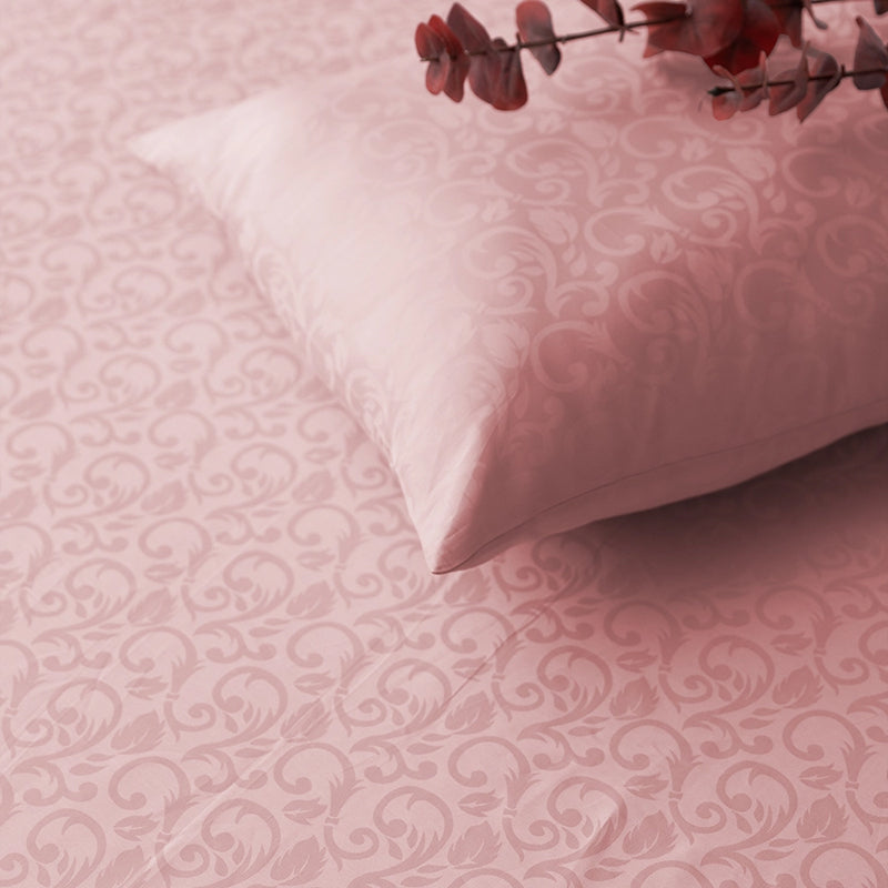 Coral Bloom Fitted Jacquard Bedsheet (Cameo Rose) - 300 TC media 6