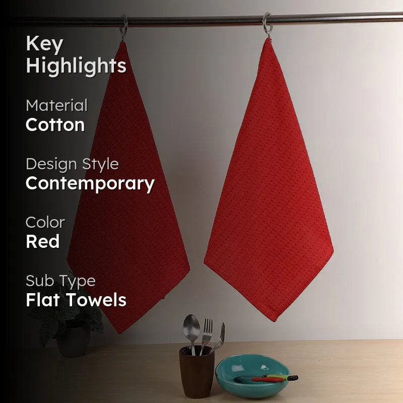 Sunbeam Cotton Kitchen Towel (Red) - Set Of Two media 2