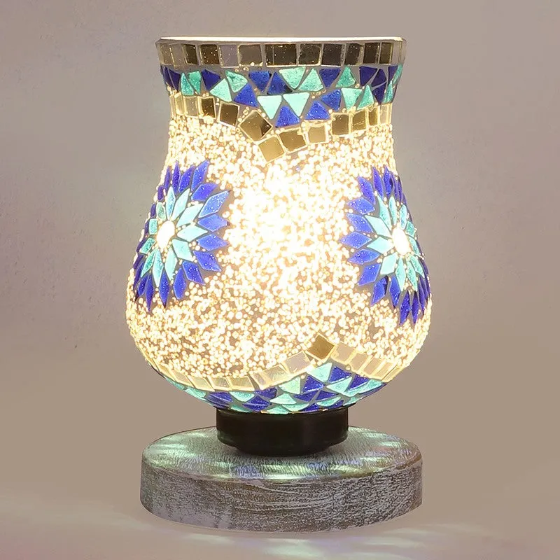 Gleamora Mosaic Glass Table Lamp With Wooden Base - Multicolor media 6