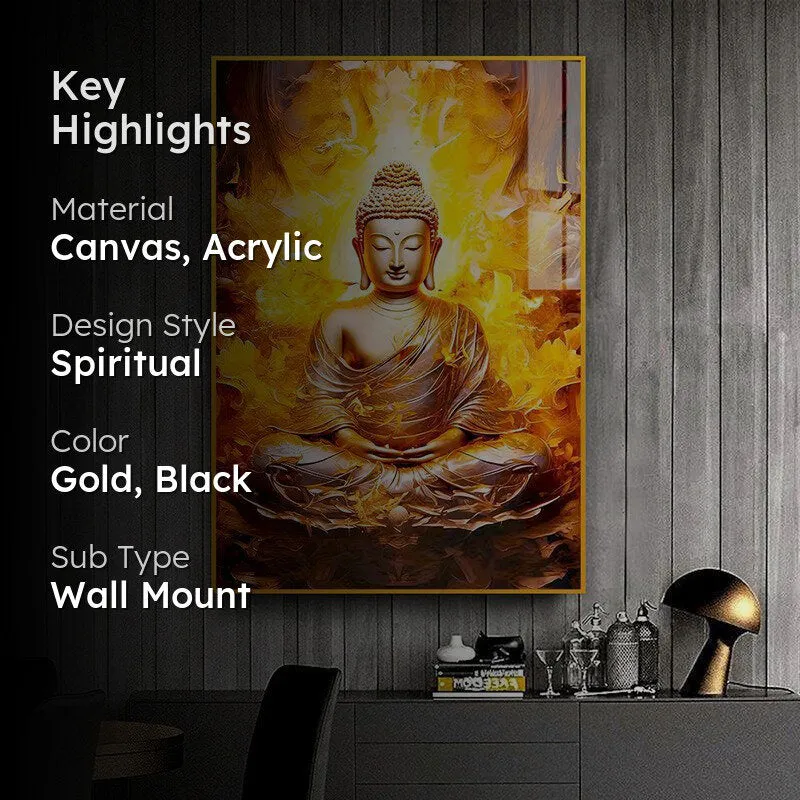 Fire Of Enlightenment Spiritual Canvas Wall Art With Frame - Gold media 2