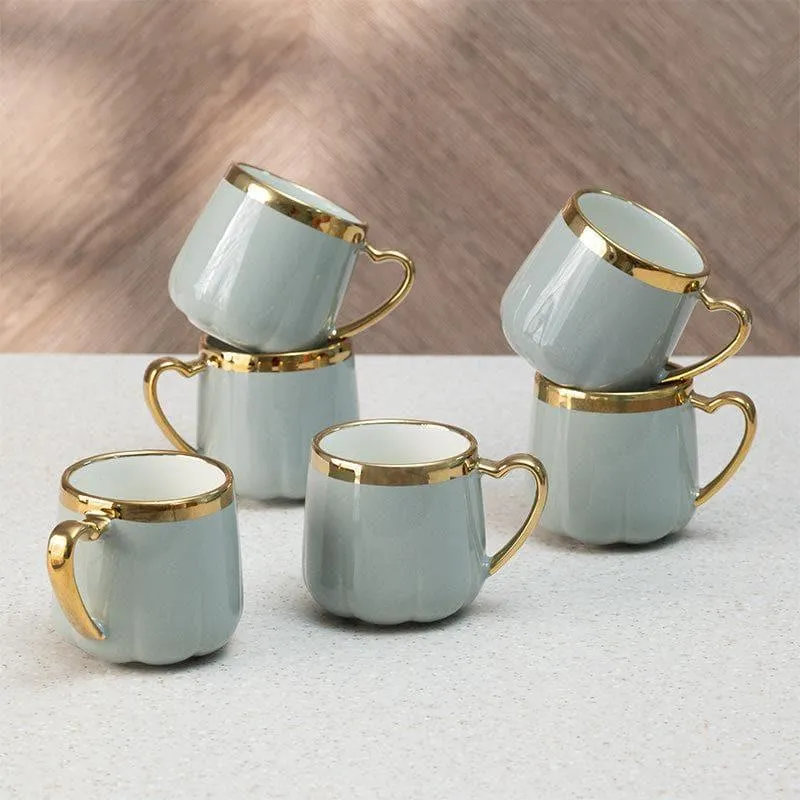 Cupino Porcelain Tea Cup (220 mL Each/Grey) - Set of Six media 1
