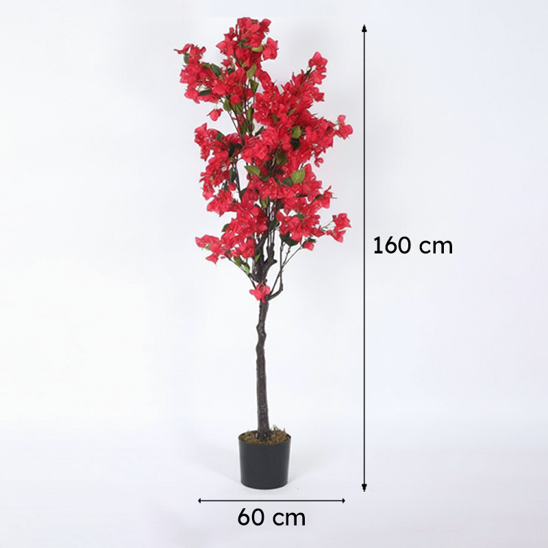 Faux Realtouch Red Bougainvillea Plant With Black Plastic Pot - 5.2 Feet media 10