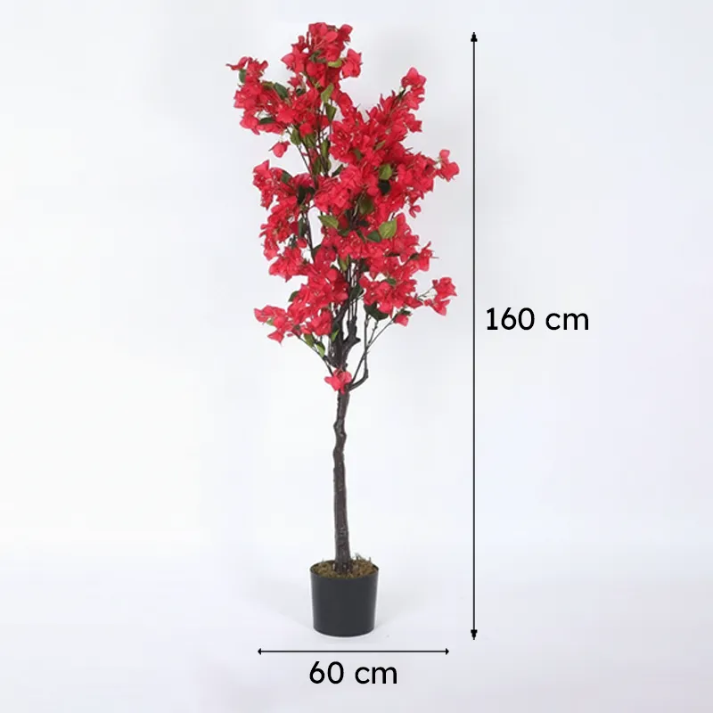 Faux Realtouch Red Bougainvillea Plant With Black Plastic Pot - 5.2 Feet media 10