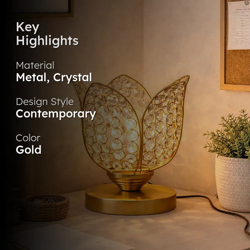 Floral Culture Metal Table Lamp - Gold media 2