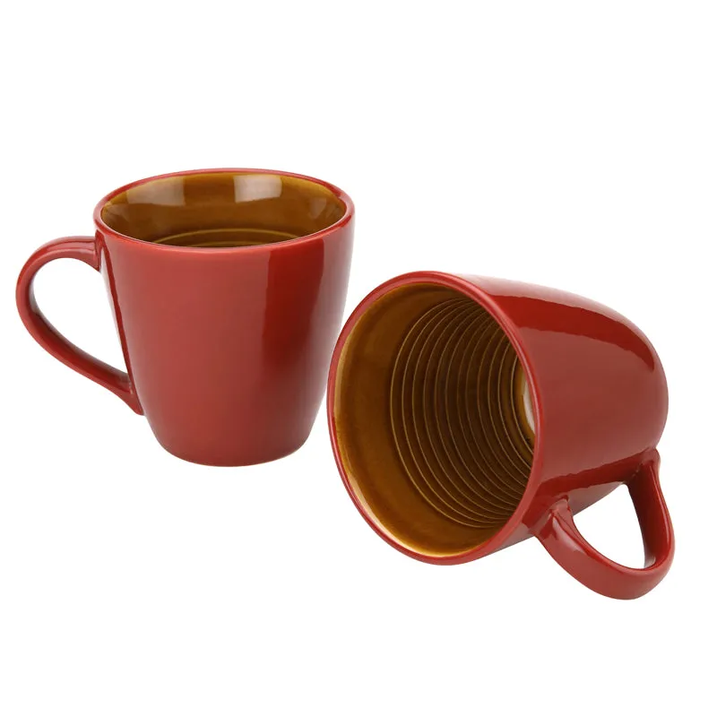 Karvaa Ceramic Coffee Mug (Red/350 mL Each) - Set Of Two media 3