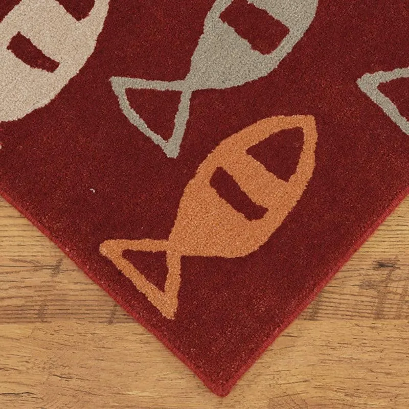 Coral Hand Tufted Cove Kids Wool & Nylon Carpet - Maroon media 5