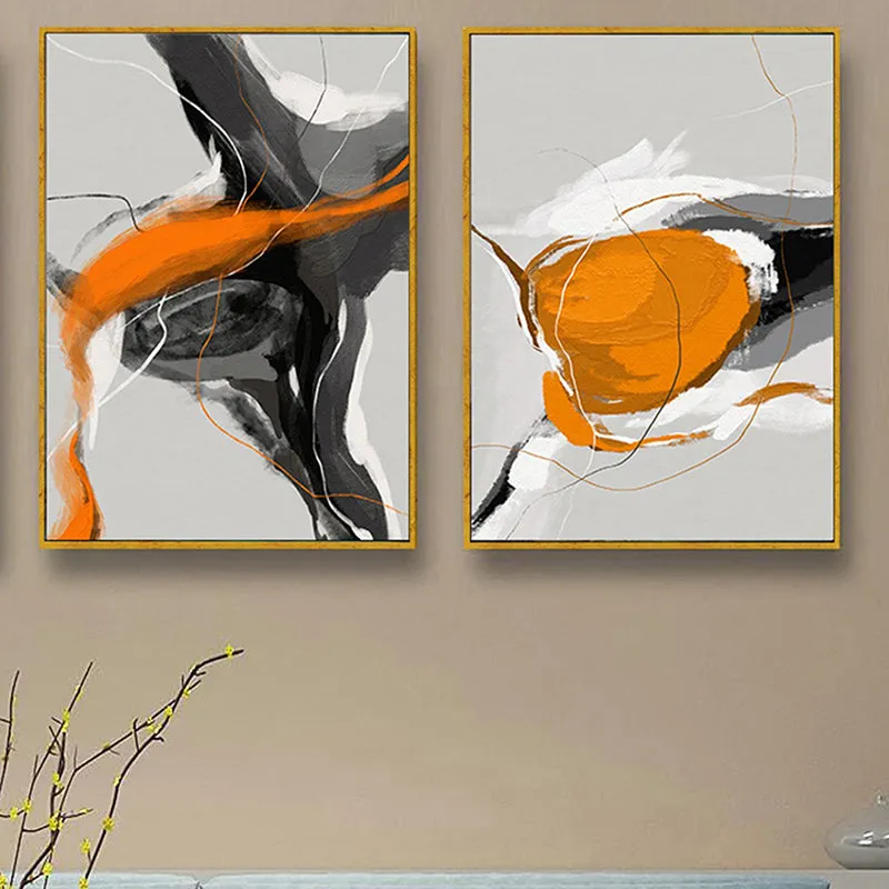 Orange Drips Wall Art - Set Of Two media 1