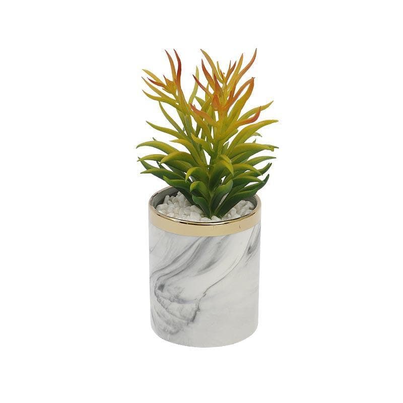 Faux Euphorbia In Marble Pot - 28 cms media 3