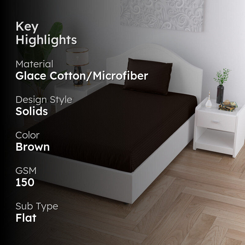 Sofia Solid Microfiber Bedsheet (Dark Brown) - 150 GSM media 2