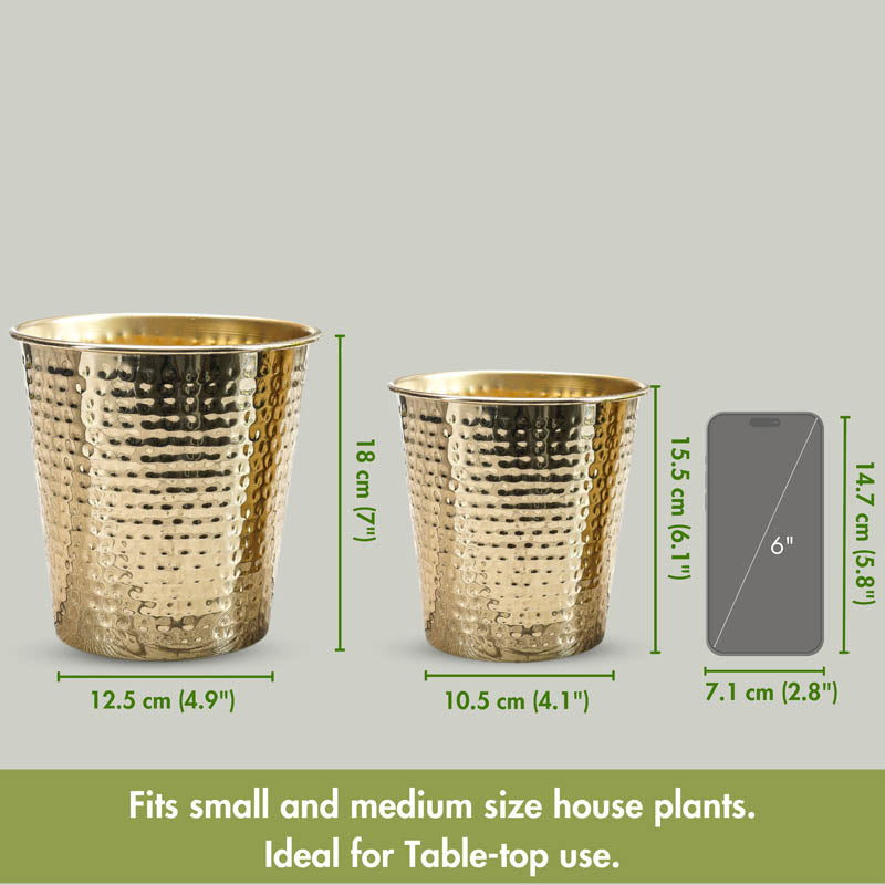 Glossy Hammered Bucket Planter - Set of 2 media 7