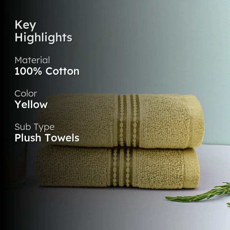 Micro Cotton LuxeDry Solid Hand Towel (Yellow) - Set Of Two media 2