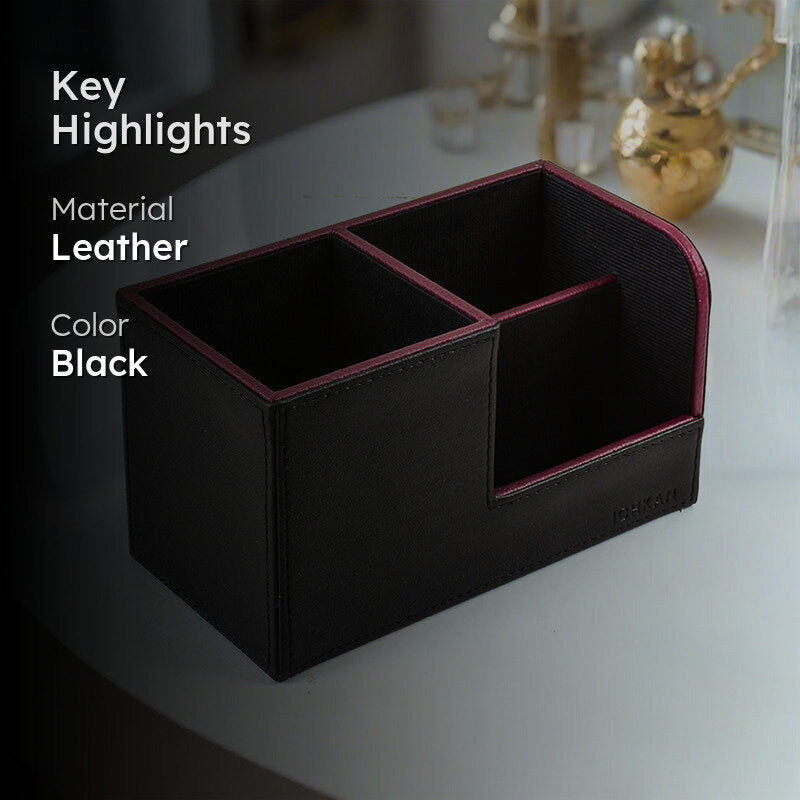 Tisca Faux Leather Desk Organizer - Black media 2