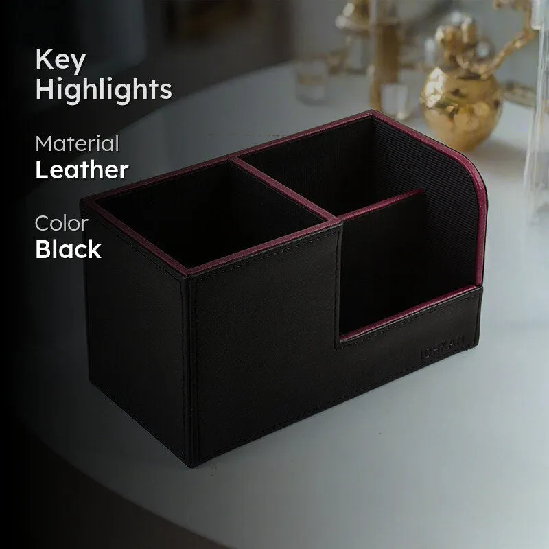 Tisca Faux Leather Desk Organizer - Black media 2