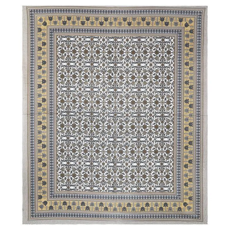 Dakini Ethnic Cotton Bedsheet (Grey,Beige) - 180 TC media 3