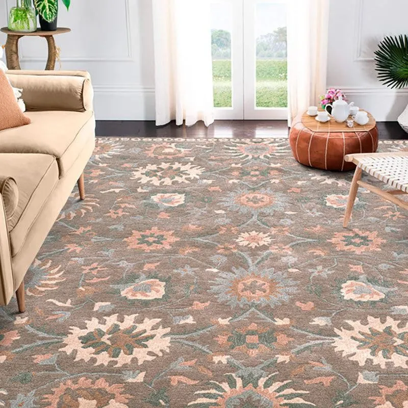 Awen Hand Tufted Ethnic Wool & Nylon Carpet - Grey media 4