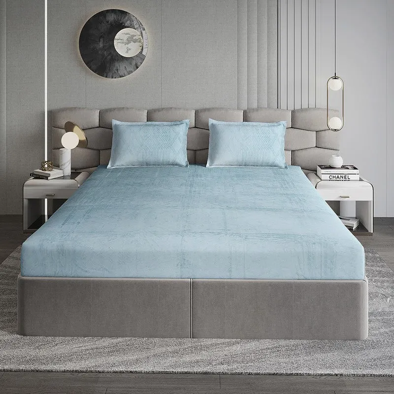 Monte Carlo Color Drift Bedsheet (Sky Blue) - 280 GSM media 1