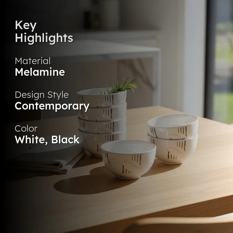 Strip & Ropes Melamine Snack Bowls (200 mL Each) - Set of Six - 2