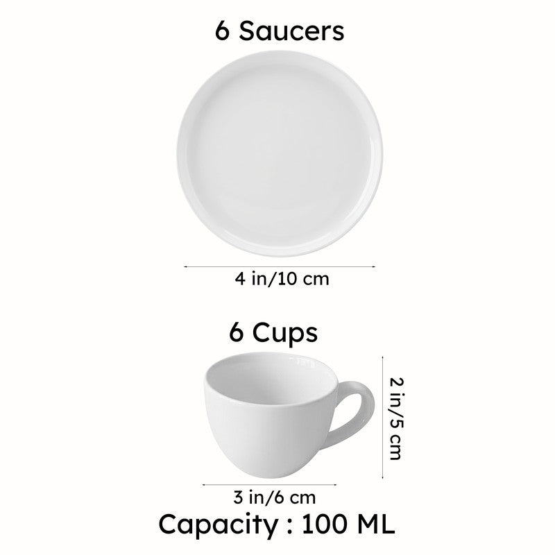 Blush & Brew Ceramic Cup & Saucer (Grey/100 mL) - Twelve Piece Set media 7