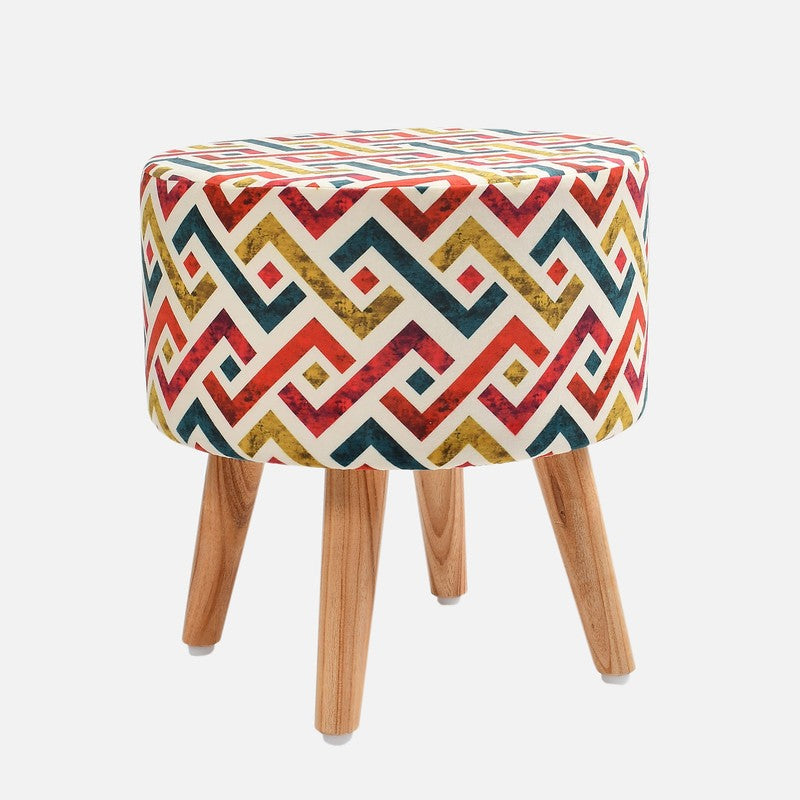 Ripple Zigzag-print Velvet Ottoman - Multicolor media 3
