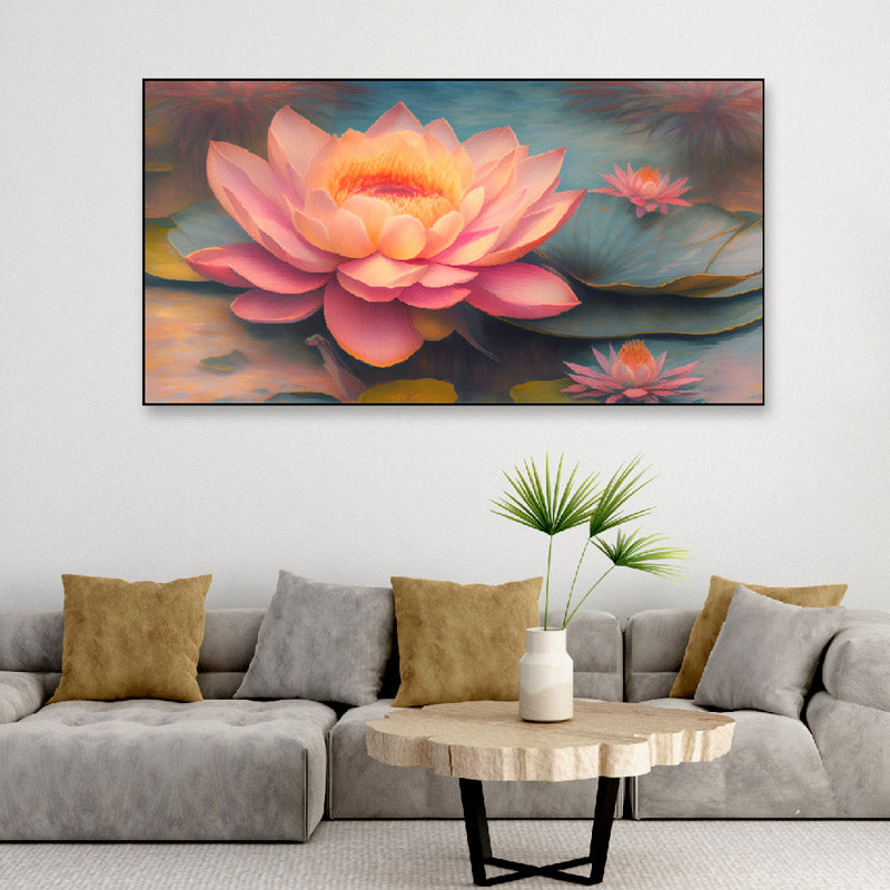 Lotus Lemora Floral Canvas Wall Painting