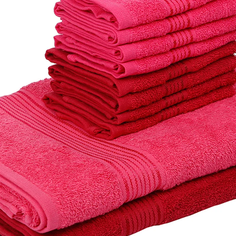 Comfora Bath & Face Towel Set (Pink,Red) - Ten Piece Set media 5