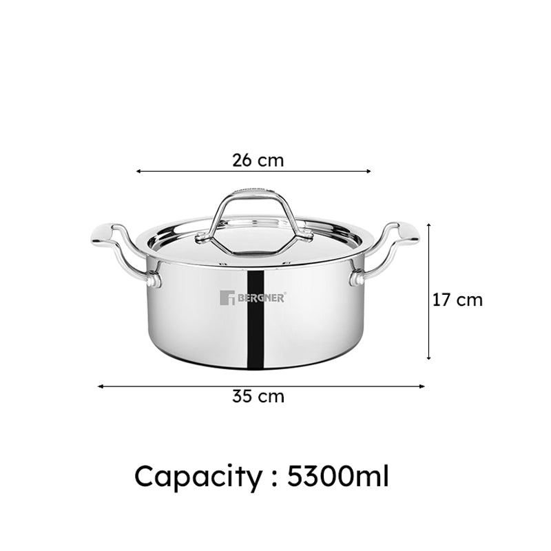 Bergner Triply Cooking Pot With Lid - 5300 ML media 10
